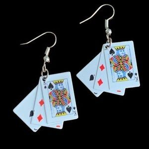 Deck of Cards Earrings, Playing Cards Casino Poker Diamond King Maverick Card